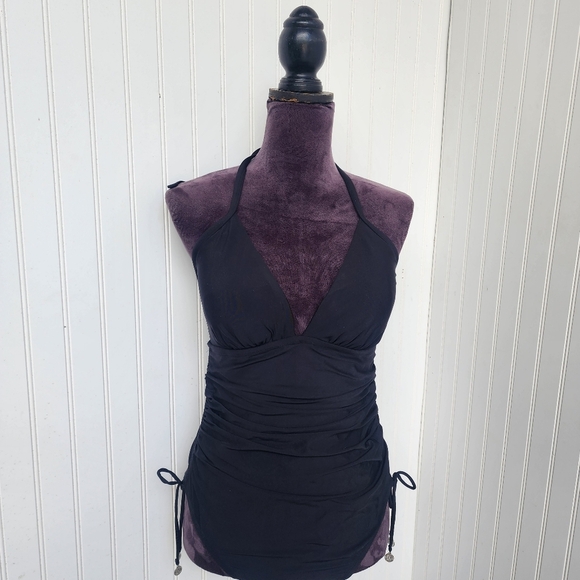 DKNY Women's BLACK Adjustable Side Halter One-Piece Swimsuit US 12 - Picture 4 of 16